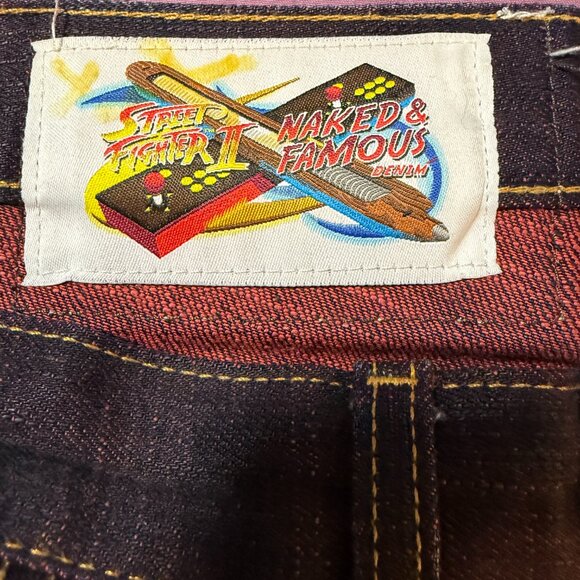 Street Fighter x Naked & Famous Ken Shoryuken Selvedge denim jeans size 30 Easy - Picture 8 of 16